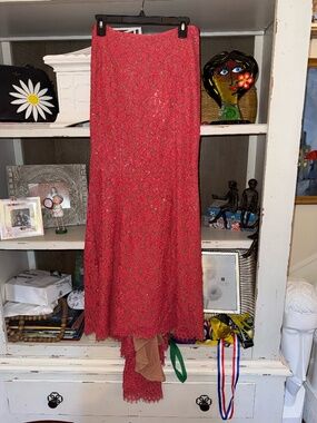 Michael Kors Collection sz 2 Rosewood lace strapless dress train